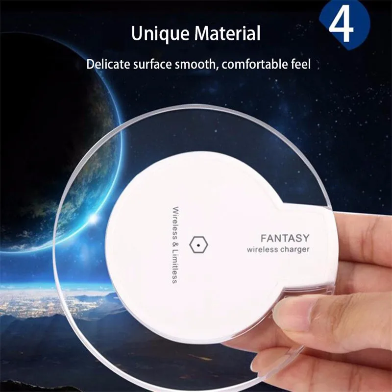 Универсальное беспроводное зарядное устройство QI 1 шт белое/красное для iPhone Samsung
