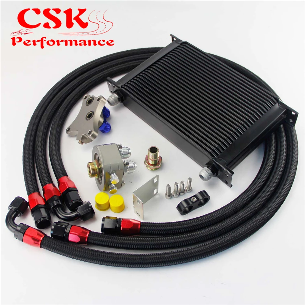 

25 Row 248mm AN10 Oil Cooler Kit Fits For Nissan Silvia S13 S14 S15 180SX 200SX 240SX SR20DET Black/Silver