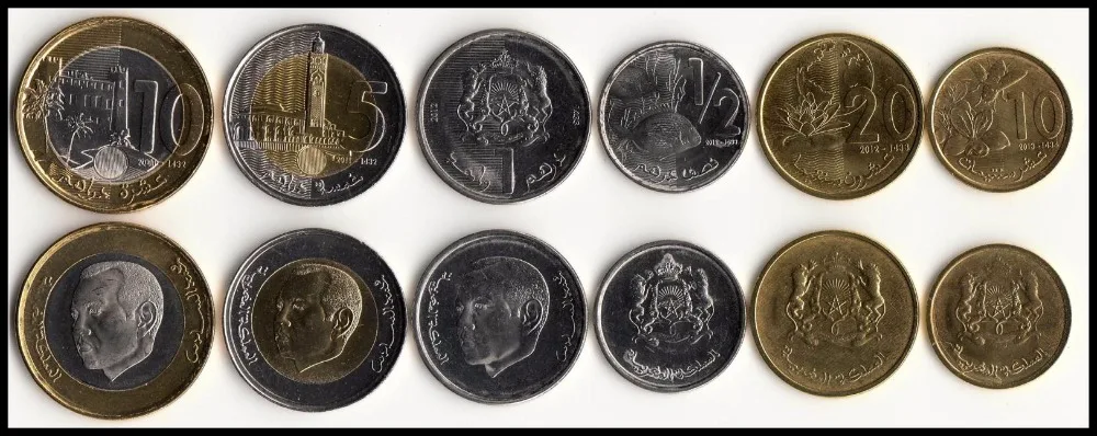 

Set 6pcs Morocco Coins Sets Beautiful Africa 100% real and Original Coin for Collection UNC New