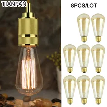 8 шт./лот ST64 Винтаж Эдисон лампы E27 220 В 40 Вт Круглые ретро старинная лампочка Винтаж лампа нить накала дизайнерский Декор свет