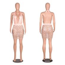 Chic Sexy Deep V neck Mini Dress Women Vintage Glitter Sequined Backless Short Party Dress mesh bodycon Dresses Vestidos