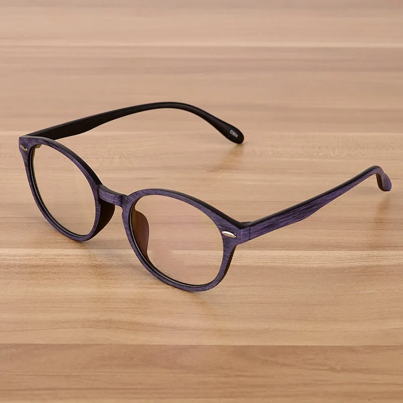 레트로 안경 광학 프레임 투명 렌즈 가짜 안경 나무 모방 라운드 빈티지 안경 안경 프레임 여성 남성