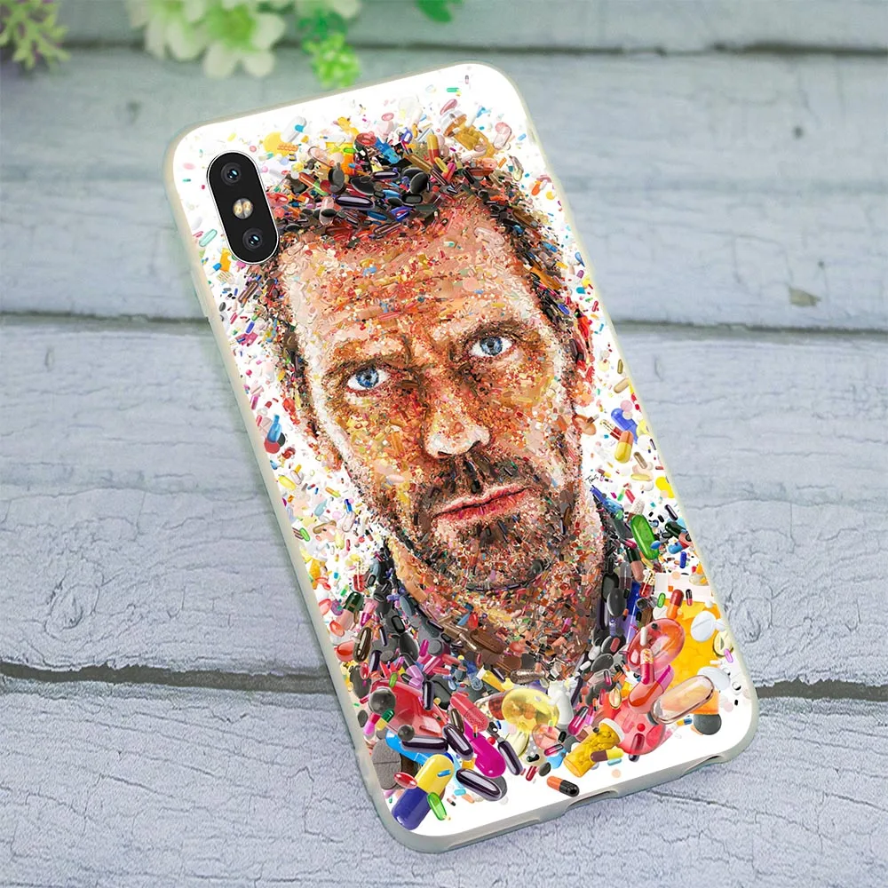 

Soft TPU Silicone Cover for iPhone Xs Dr House Hugh Laurie Pills Phone Case for iPhone Xs XR 5 5s se 6 6s plus 7 8 X Backshell