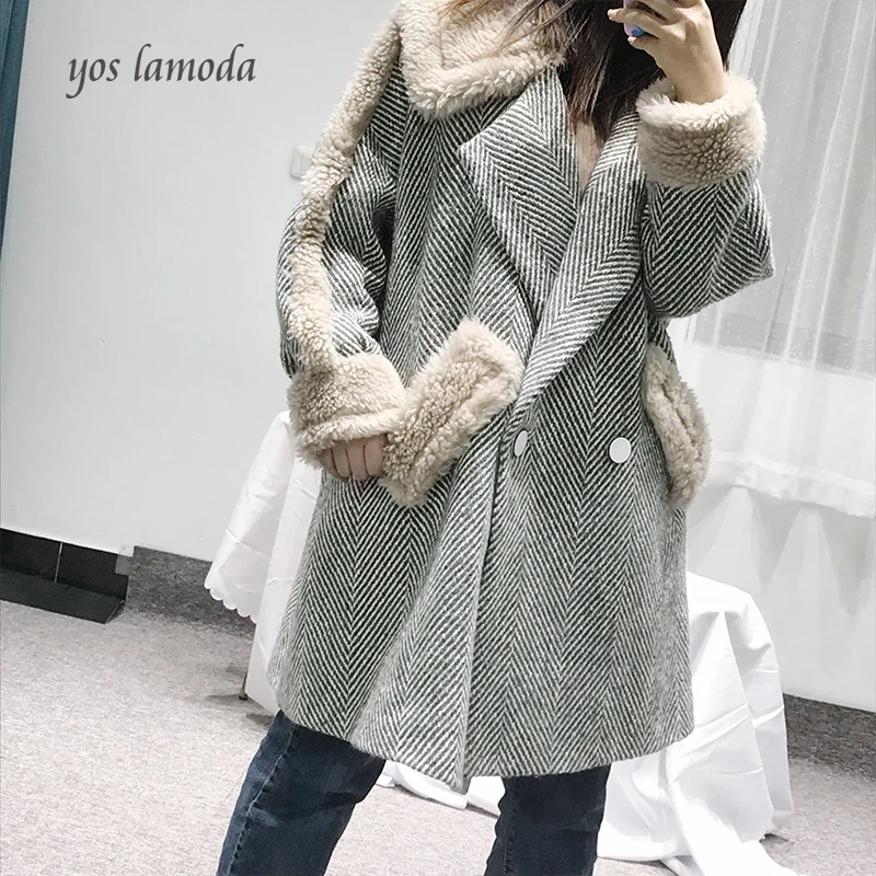 

2018 Autumn And Winter Women's Wool Coat New Fashion Long Full Casual Medium Surcoat Turn-down Collar Wool Coat