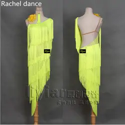 Новый латинский платье для танцев es Для женщин высокое качество индивидуальные Румба Самба Танцы юбка Леди Латинской кисточкой