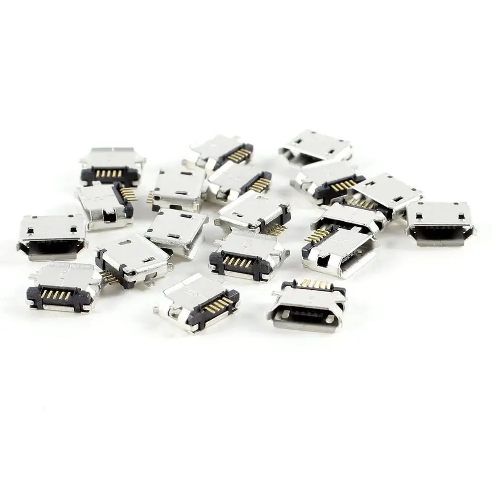 QQMM Горячая 20 шт микро USB Тип B гнездо 180 Градусов 5-Контактный SMD SMT пайки Джек |