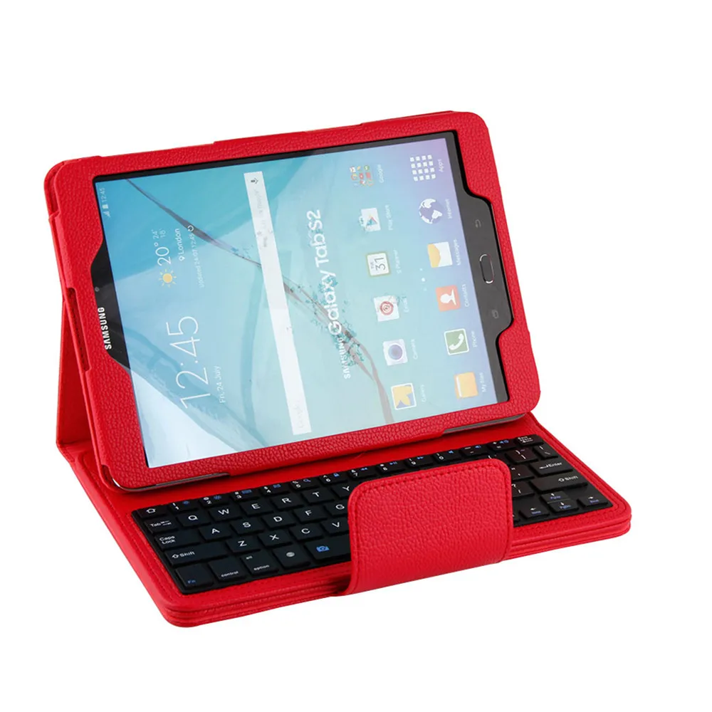 Kemile Съемный беспроводной Bluetooth клавиатура портфель кожаный чехол подставка для samsung Galaxy Tab S2 9,7 T810 T815 T819 - Цвет: Red Color