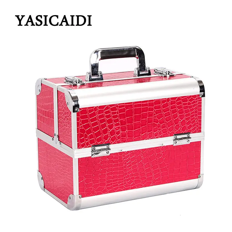

Hot Sale Professional Make up Box Makeup Case Beauty Case Cosmetic Bag Multi Tiers Lockable Box Large Capacity Storage Box