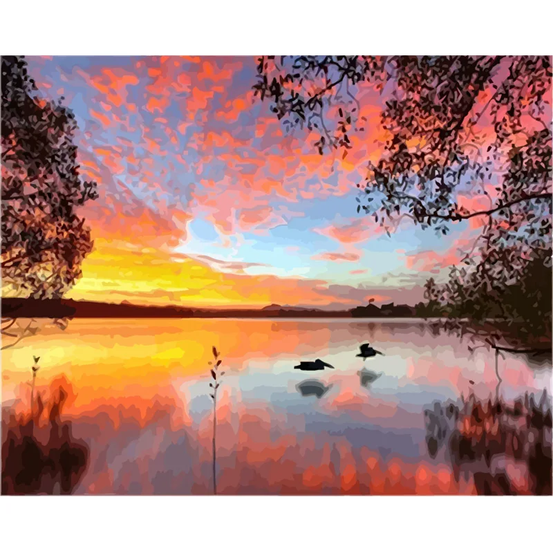 

Dropshipping 60x75cm Painting By Numbers DIY Falling happily Scenery Wall Art Picture Acrylic Painting For Wedding Decoration