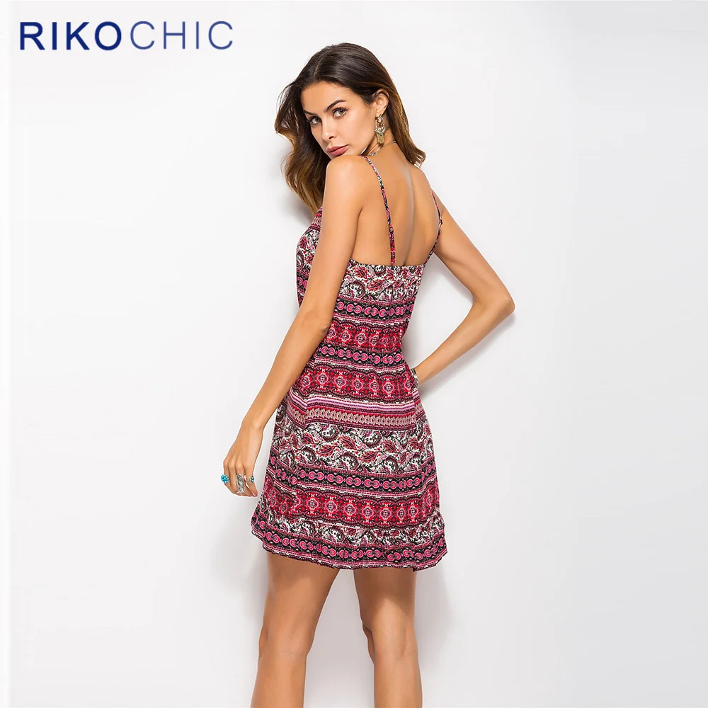 Rikochic 2018 женская летняя обувь красный этнические пляжное платье пикантные