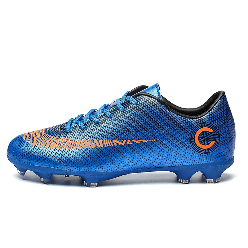 AOJILONG новые взрослые мужские уличные футбольные бутсы TF/FG футбольные бутсы тренировочные спортивные кроссовки обувь плюс размер 33-45 - Цвет: Синий