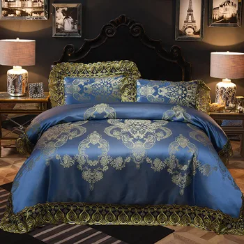 

IvaRose Luxury silk cotton jacquard Bedding Set 4/6/9Pcs King Queen Size Duvet Quilt Cover Set Bedspread set Pillowcases