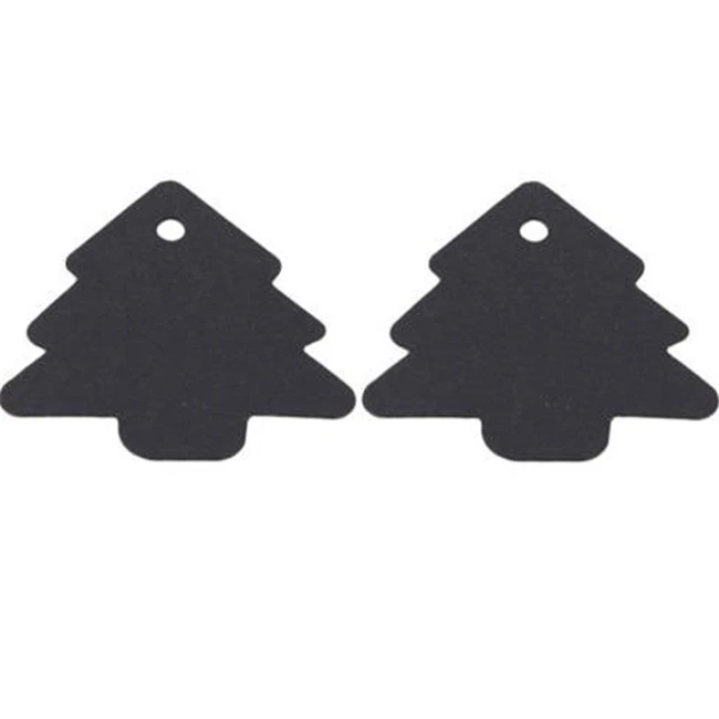 3 цвета, этикетки для карт, 50 шт., сделай сам, крафт, Рождественская елка, форма, бирка для украшения рождественской вечеринки, подарочные бумажные карточки, бирки, бумага для рукоделия - Цвет: black