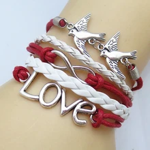 

Jewelry Fashion Vintage Birds Leather Cute Heart Charm Bracelet U Pick NEW DIY