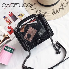 CAJIFUCO крутая сумка с клапаном в стиле рок из натуральной кожи, сумки с шипами, сумки через плечо, сшитая сумка на плечо с цепочкой
