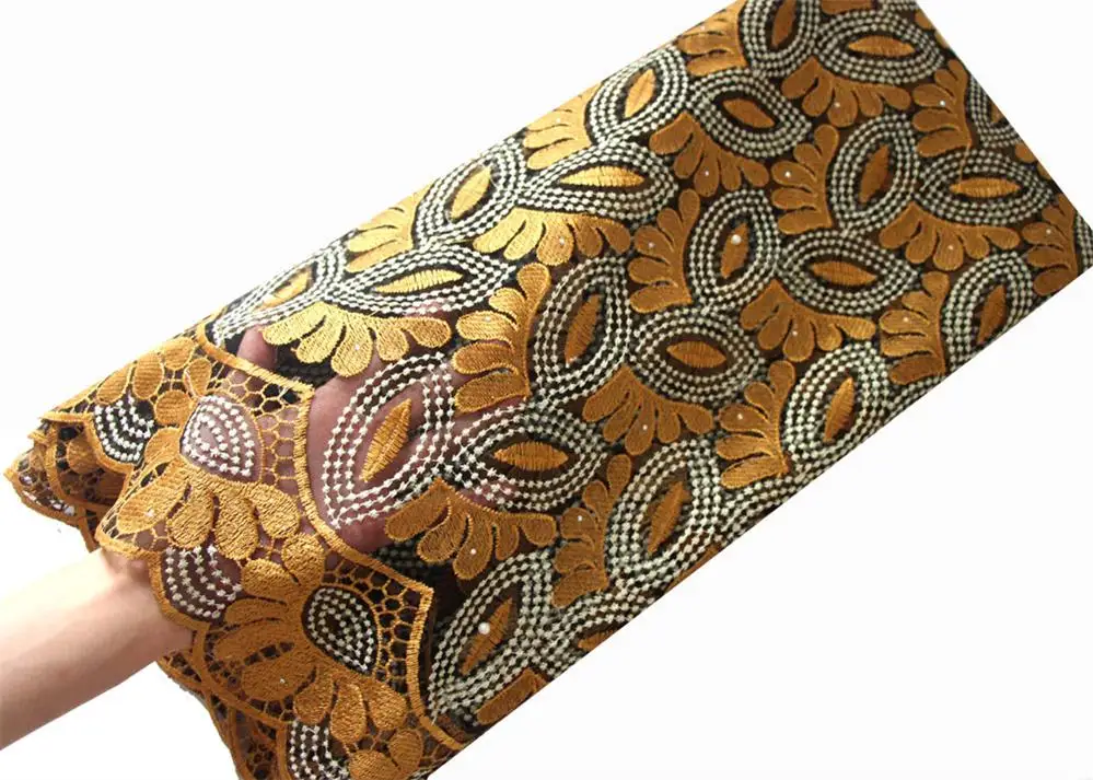 Gold lace fabric Французская кружевная ткань бирюзового зеленого цвета с бисером, африканская кружевная ткань, Высококачественная кружевная вышитая ткань для нигерийских свадебных платьев - Цвет: Gold lace fabric