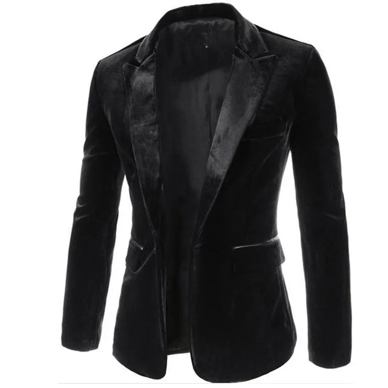 7-1  New fashion casual lapel single-breasted velvet prom dress men Slim red suit jacket jacket black purple custom made