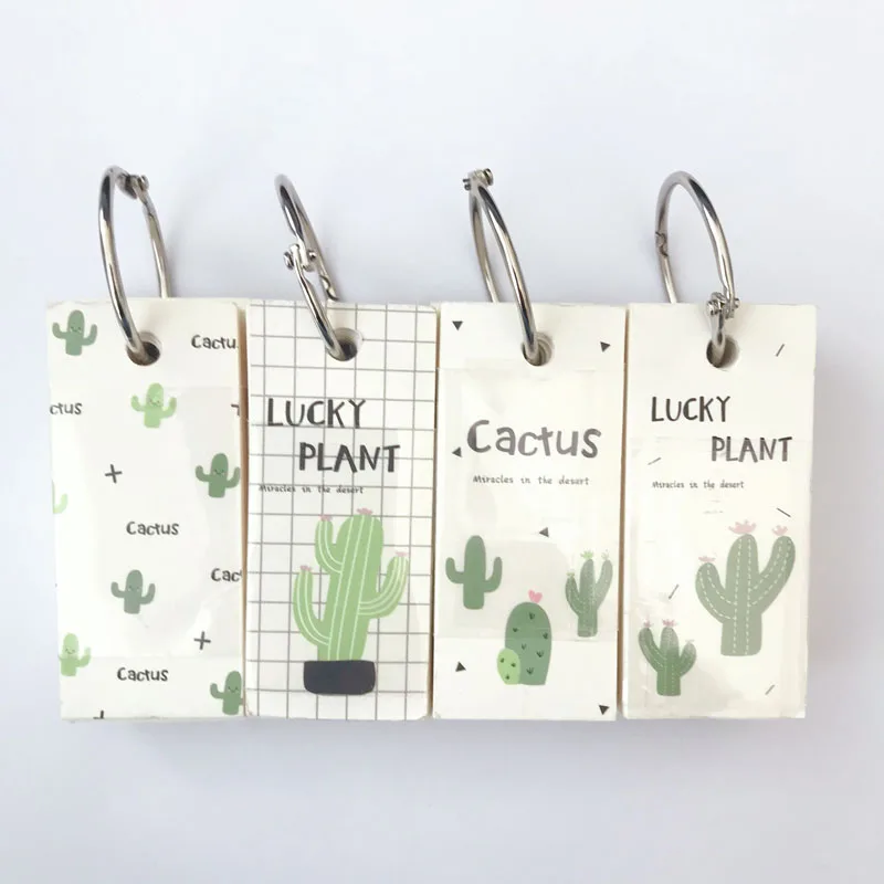 

110 Sheets Cactus Love Keychain Mini Memo Pads Vocabulary Word Book Student Stationery