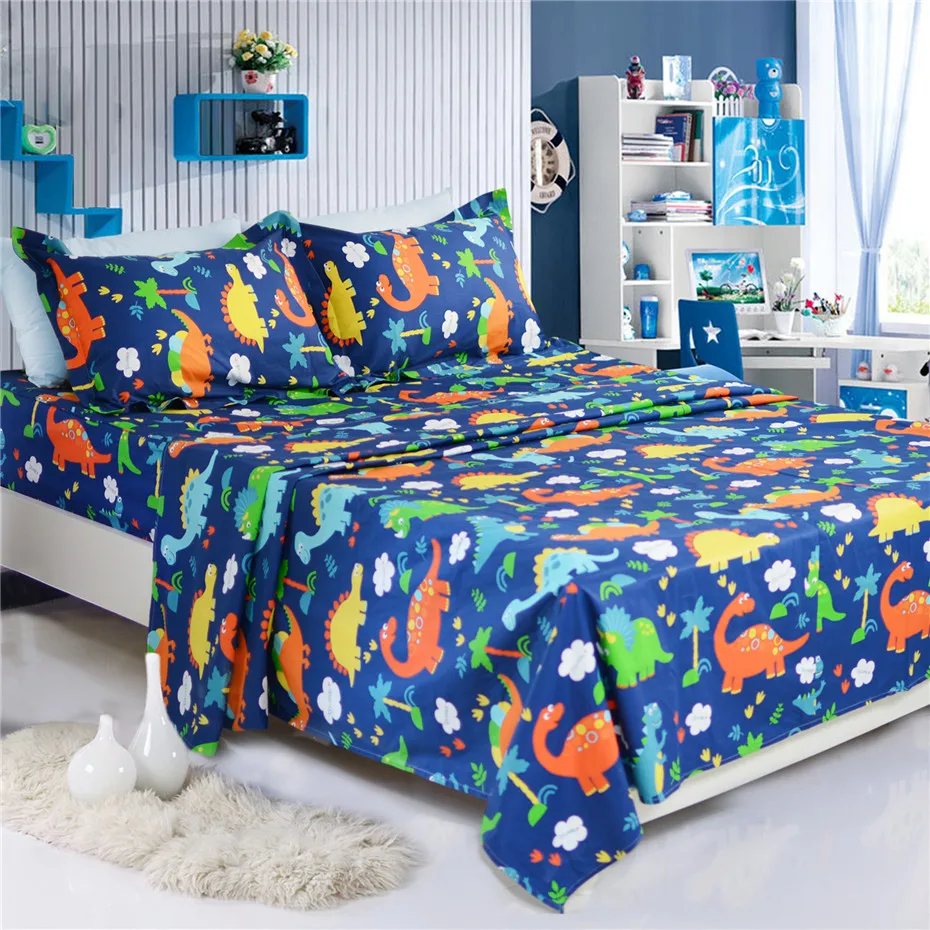 Fadfay 100 Cotton Dinosaur Sheets Set Style 4pcs Bedding Kids 04