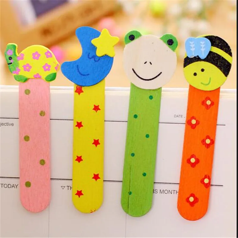 

4pcs/lots Wooden cartoon bookmark for book bookmarks paper set gift cute primary school prizes children's student supplies