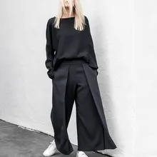 AEL черные двухслойные женские широкие брюки Весенняя женская одежда больших размеров модные женские прямые брюки