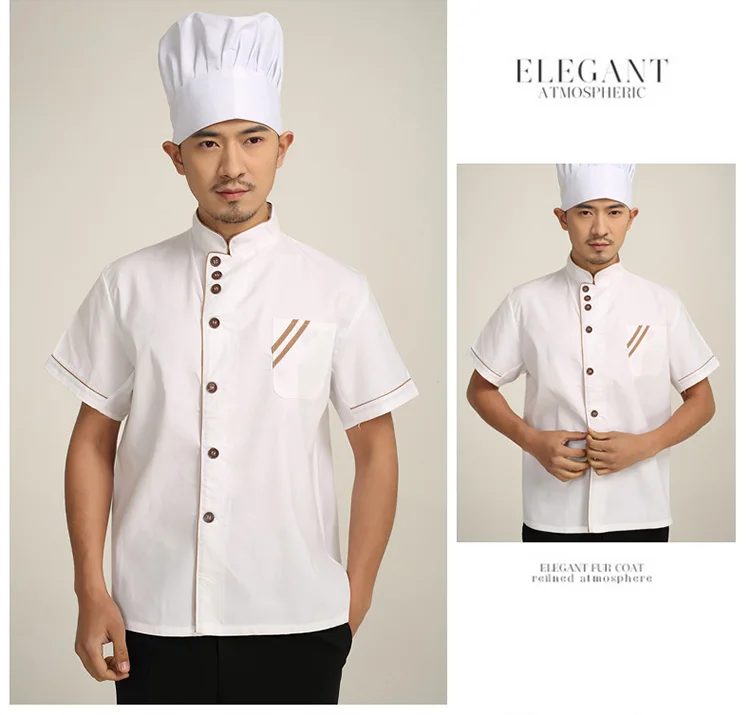 Summer Kitchen Chef Jacket Short Sleeve Hotel Uniform Kitchenware Catering Service Tooling Jacket Workwear Chef Uniform