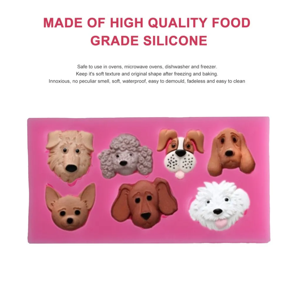 

3D Cartoon Dog Handmade Soap Mold Chocolate Cake Decorating Tools DIY Cookies Fondant Silicone Mold 93x49x13mm 7 Holes