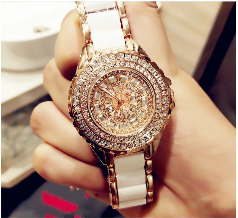 Rose gold Reloj mujer, кварцевые часы, Роскошные, розовое золото, женские наручные часы, керамическое платье, женские часы, женские часы-браслет, Relogio Feminino - Цвет: Rose gold