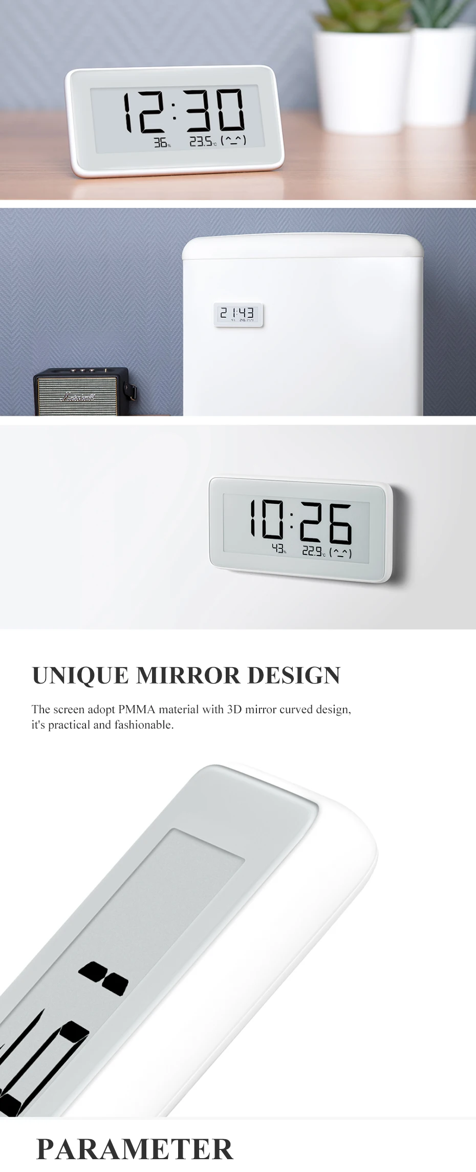 Xiaomi Mijia BT4.0 Wireless Smart Electric Digital clock Indoor&Outdoor Hygrometer Thermometer LCD Temperature Measuring Tools