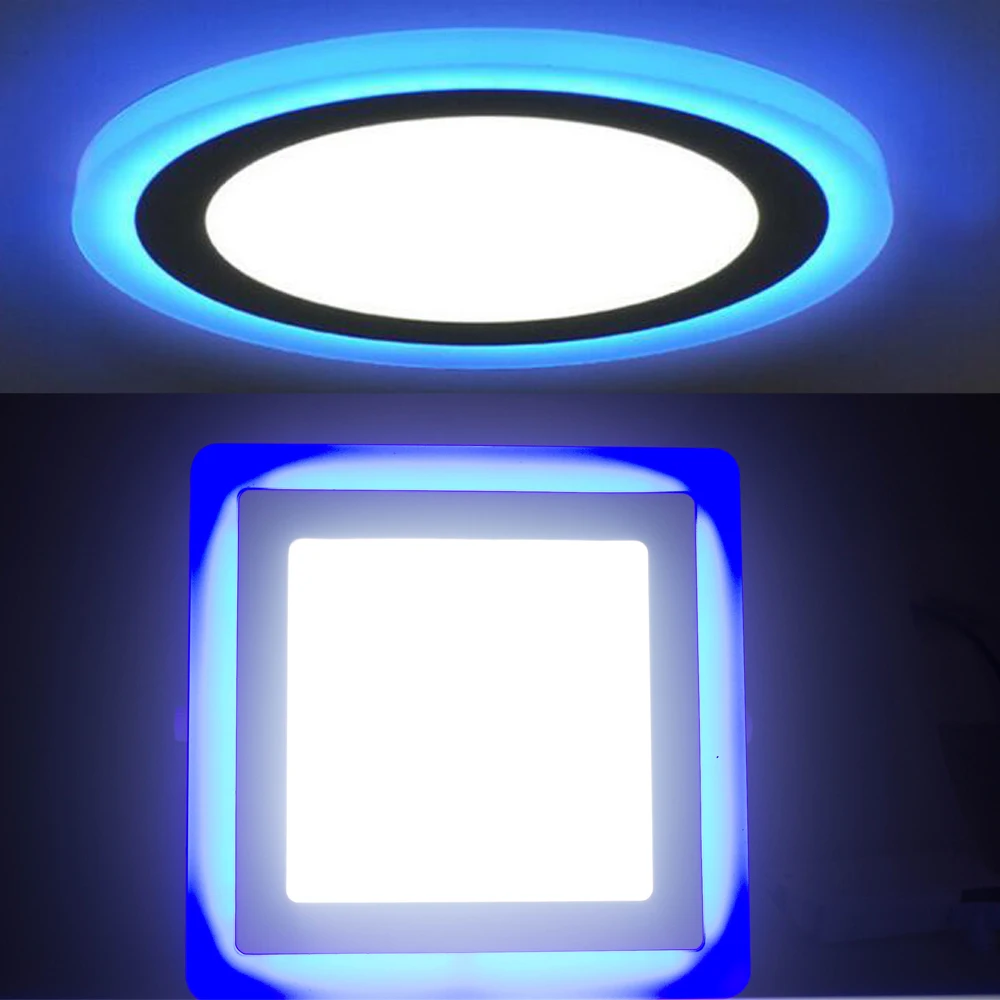 3W 6W 12W 18W Double Color White Blue Led Lights Round Panel Light Square Led Down light Ceiling