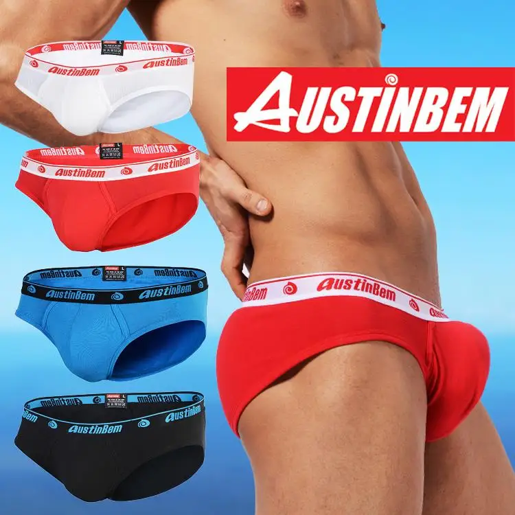 Free shipping!High quality brand AUSTINBEM solid briefs Man 3 d shorts men sexy soft cotton pants men