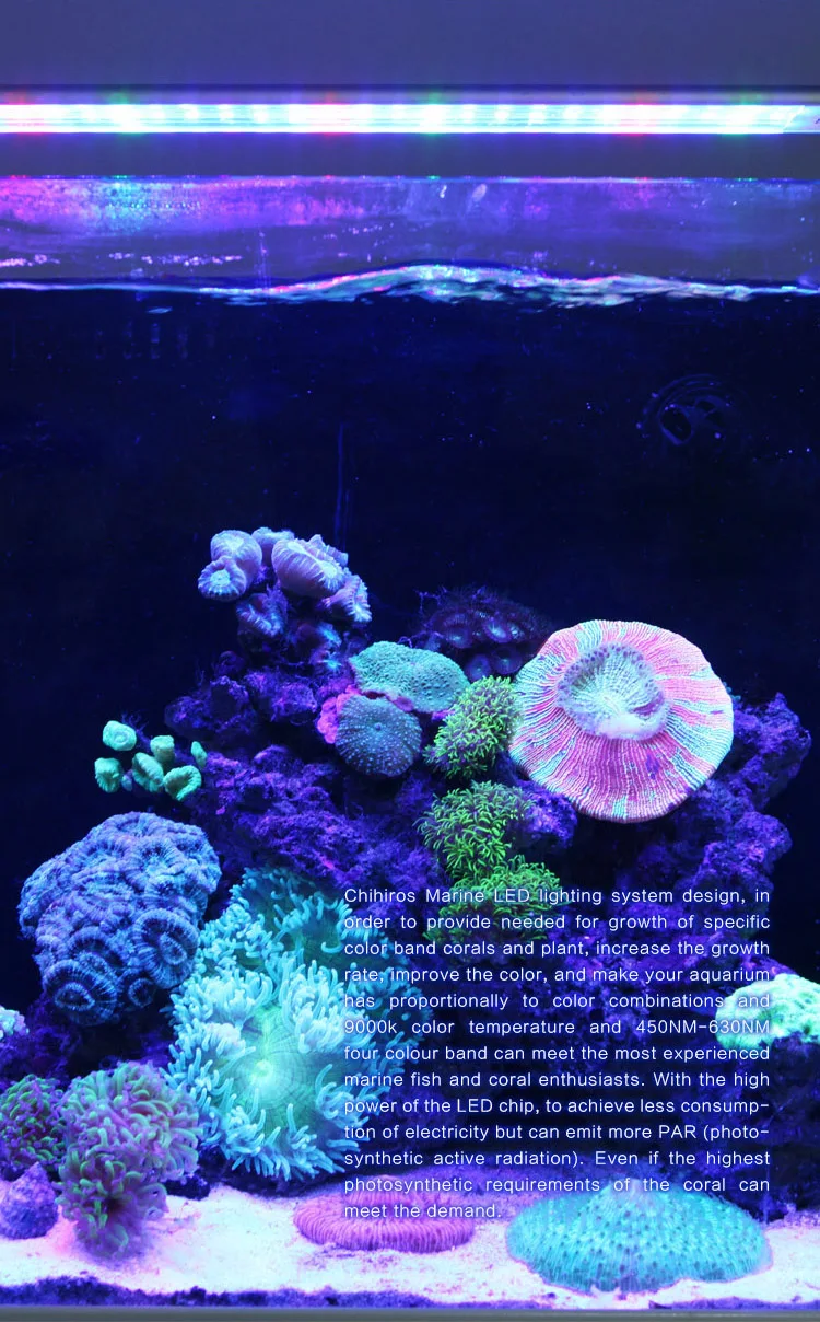 Chihiros морской Светодиодный светильник коралловый SPS LPS аквариум морской риф бак Белый Синий Chihiros
