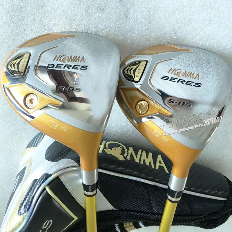 Новые клюшки для гольфа Honma S-03 4 звезды полный набор клюшек для гольфа+ дерево+ утюги+ клюшка+ сумка графитовый Вал для гольфа головной убор