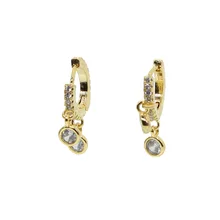 Круглые золотые серьги 10 мм с висячим CZ для женщин модные круглые серьги толстые, чем