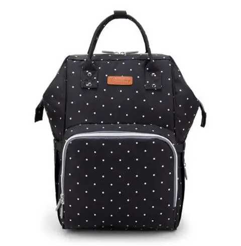 Ankommling модные большие сумки для подгузников Мумия для беременных пеленка сумка для пеленания большой детский рюкзак для путешествий сумка для кормления Прямая - Цвет: Black Dot