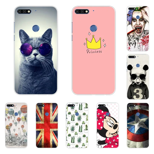 Best Price Huawei Y7 Prime 2018 Case,Silicon Fashion Cartoon Painting Soft TPU Back Cover for Huawei Y7 Prime 2018 protect Phone bags