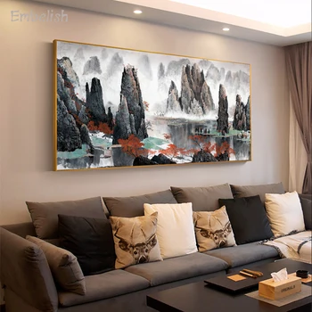 

Embelish 1 Pieces Chinese Style Landscape Mountain Home Decor Wall Art Pictures For Living Room HD Print On Canvas Paintings