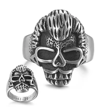Винтажное кольцо с черепом в стиле панк и рок для мужчин и женщин, кольцо на палец из нержавеющей стали в стиле хип-хоп