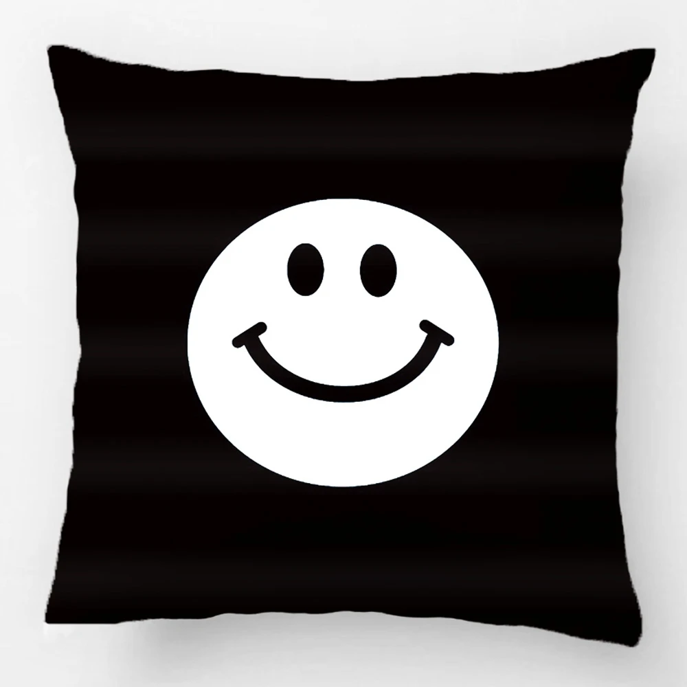 White Smiley Face Throw Pillow Wedding Decorative Cushion Cover Pillow Case Customize Gift By