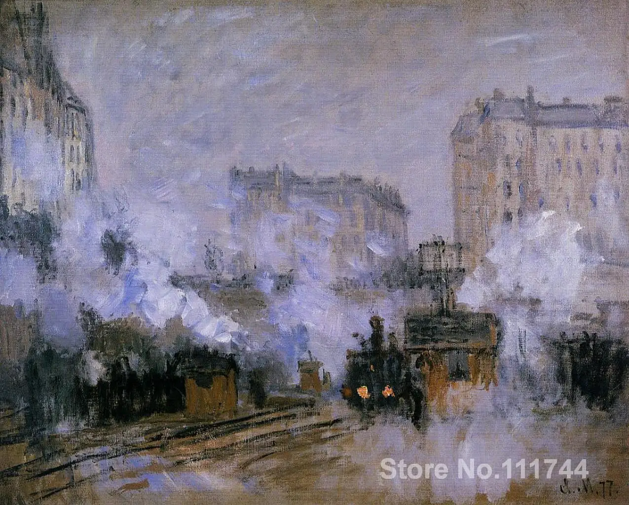 

Landscape painting Impressionist Saint Lazare Station Arrival of a Train Claude Monet High quality Hand painted