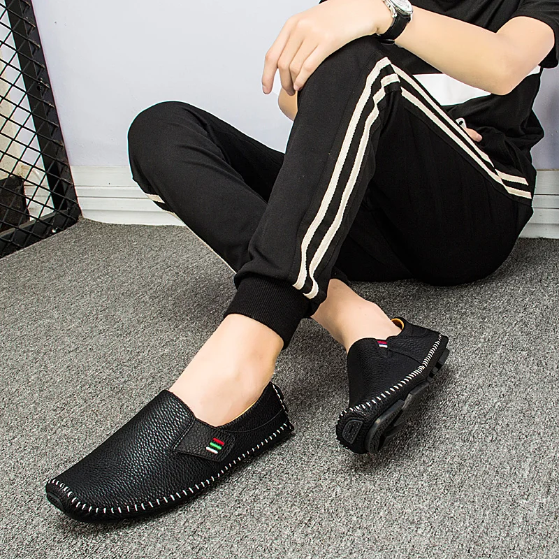

2019 Big Size Men Loafers Genuine Leather Shoes Fashion Men Boat Shoes Brand Men Casual Leather Shoes Male Leather Shoes Men