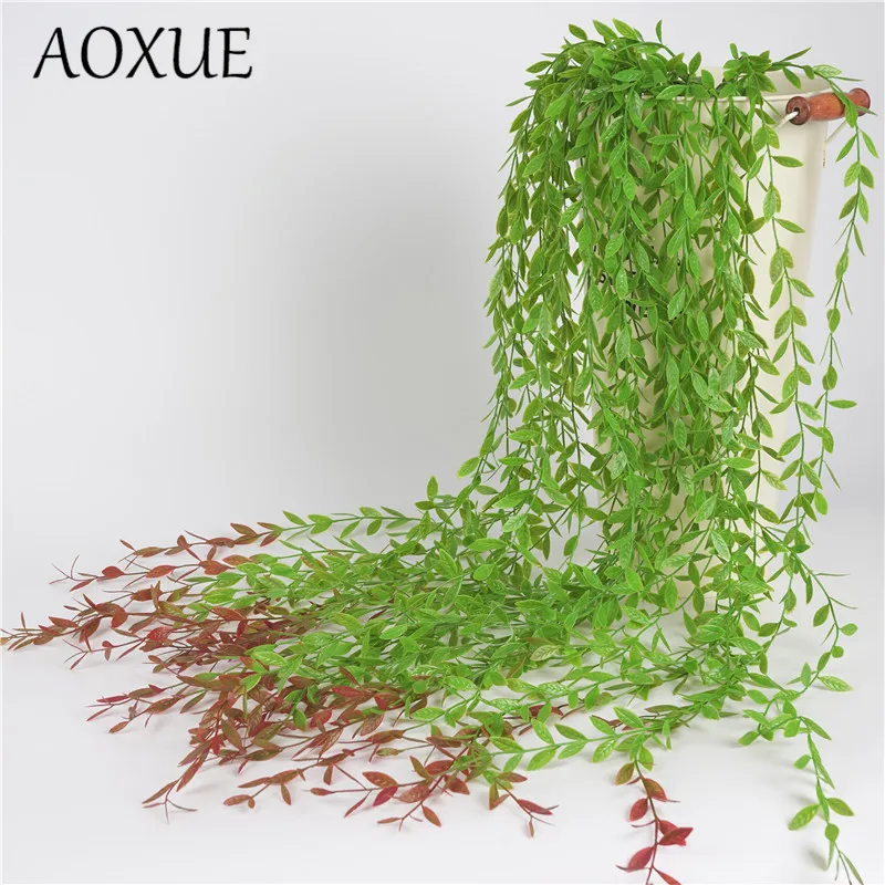 

AOXUE Simulation green leaf decoration rattan wall hanging willow leaf wedding plant wall material willow vine weeping wicker