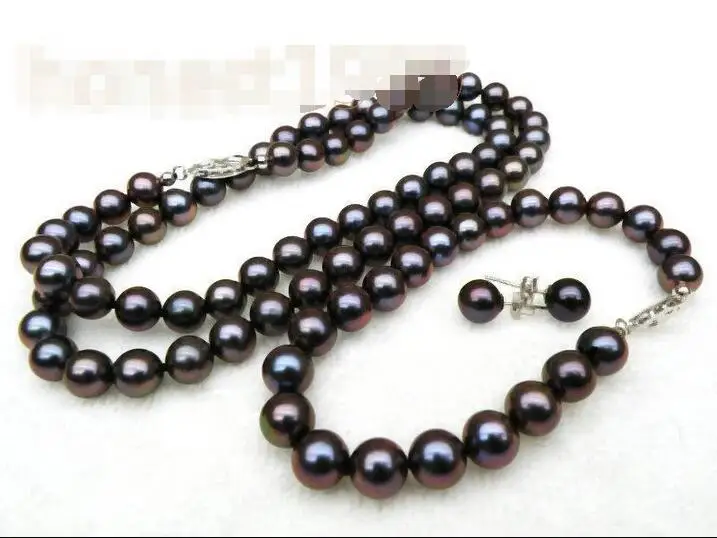 

SHIPPING HOT sell new Style >>>>> 7-7.5mm round peacock blue akoya pearl necklace bracelet earring 14k white gold