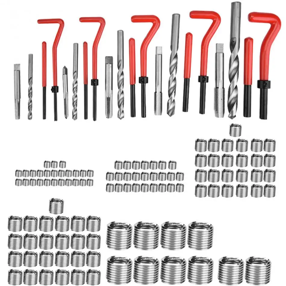 131 шт./компл. комплект для ремонта резьбы M5-M12 винт пластины для токарных резцов набор инструментов для ремонта провода вставки монтажный комплект инструмент для ремонта резьбы наборы