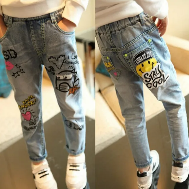 2018 New Pattern Spring Autumn Girl Jeans Children broken hole Wild Graffiti boys Pants Baby Trousers girls Children’s leggings