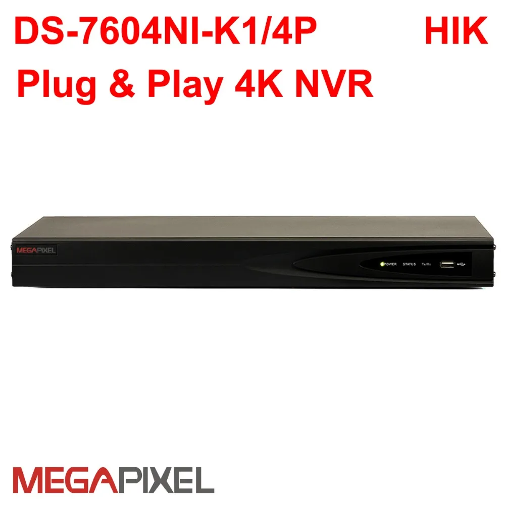 

Hikvision POE NVR DS-7604NI-K1/4P support 8mp 4k IP camera Embedded P2P CCTV network video recorder surveillance system