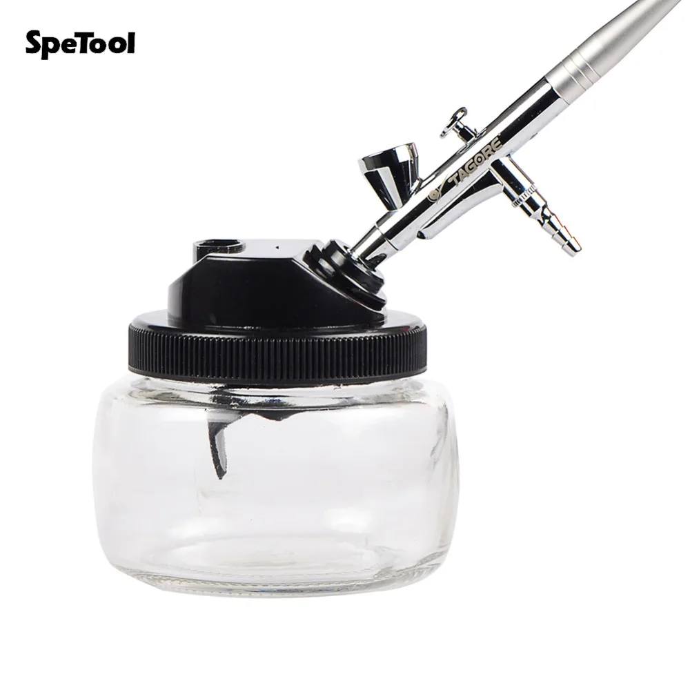 

SpeTool Airbrush Cleaning Bottle Pot with 5 pcs Various Size brushes For Cleaning Airbrush Spray Gun Pen Washing Paint Accessory