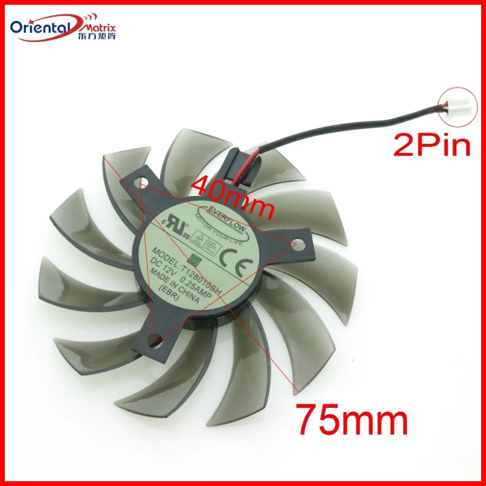 T128010SH DC12V 0.25A 75 мм вентилятор 2Pin для Gigabyte GV-N460OC-1GI графическая карта охлаждающий |