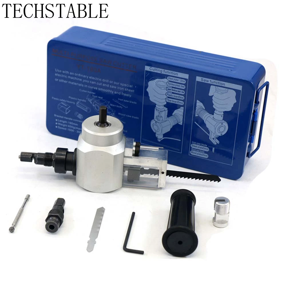 

TECHSTABLE Metal Cutting Double Head Sheet Nibbler Saw Cutter Tool Drill Attachment Free Cutting Tool Metal Hand tools