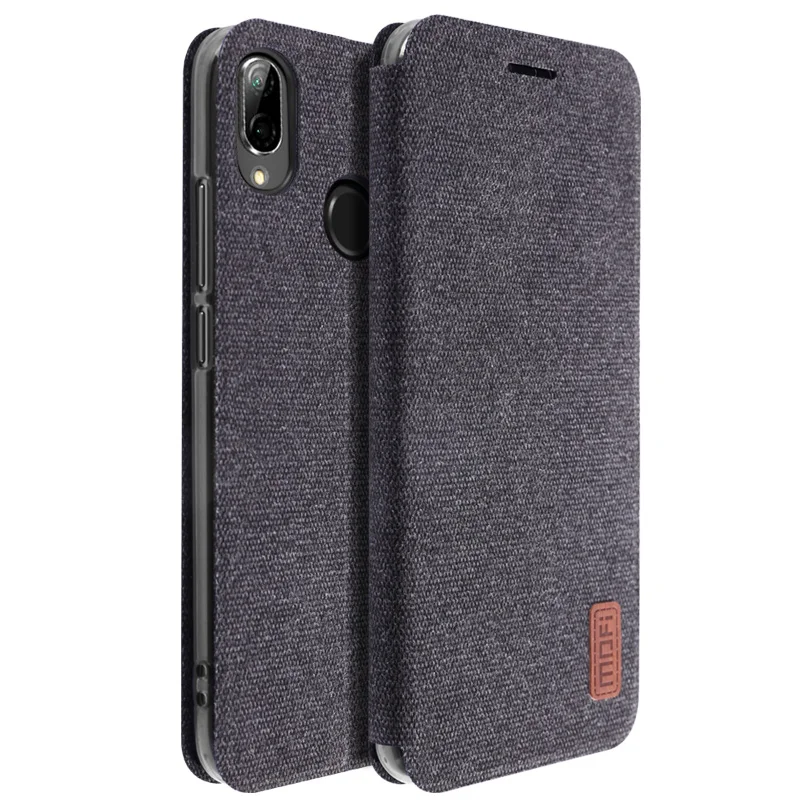 Чехол для huawei nova 3i MOFI 3 тканевый флип чехол Huawei P Smart + Полное покрытие деловая ткань
